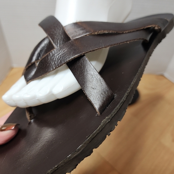 Morza Italian Brown Leather Stappy Slide On Flat Sandals Mens Size 13 main image 9